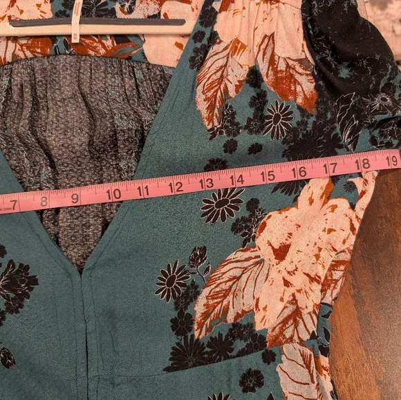 Free People Mikayla Floral Print Tunic Top Green XS - Picture 8 of 10
